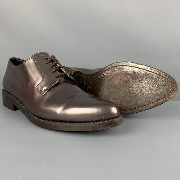 JIMMY CHOO Size 10 Brown Metallic Leather Lace Up Shoes - Picture 3 of 8